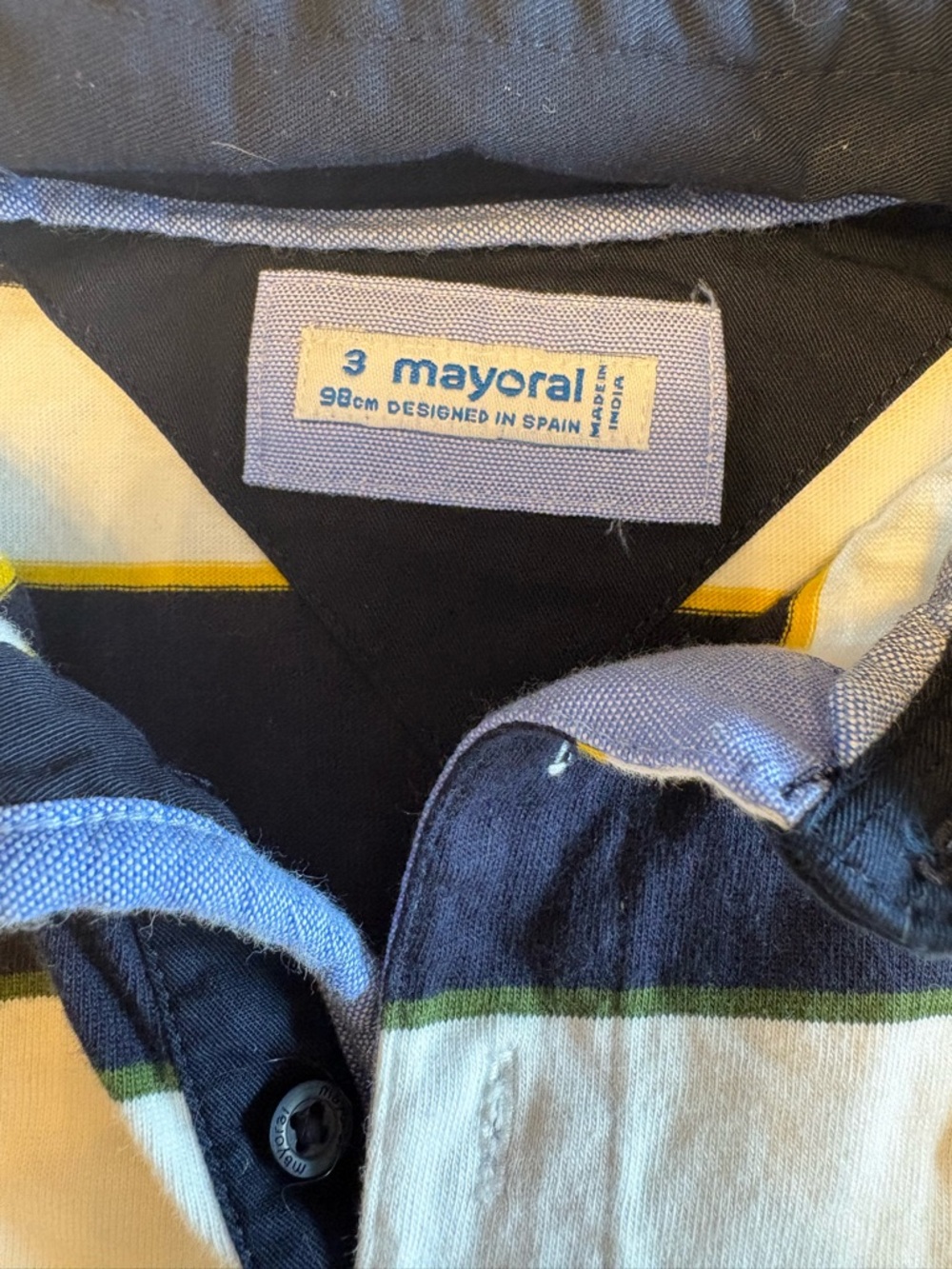 Mayoral Striped Rugby Shirt – Yellow, Green & Navy - Picture 2 of 4